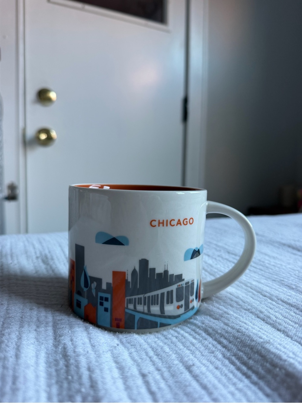 Starbucks You Are Here: Chicago Skyline Ceramic Mug - White and Orange